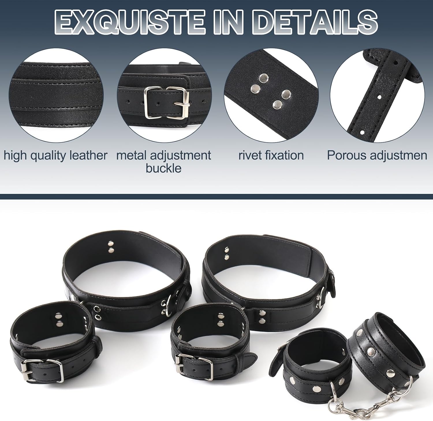 BDSM 3-in-1 Cuir Isteach Ceangail – Strapanna Inchoigeartaithe do Chos, do Mhuineál agus do Mhéar Chosa