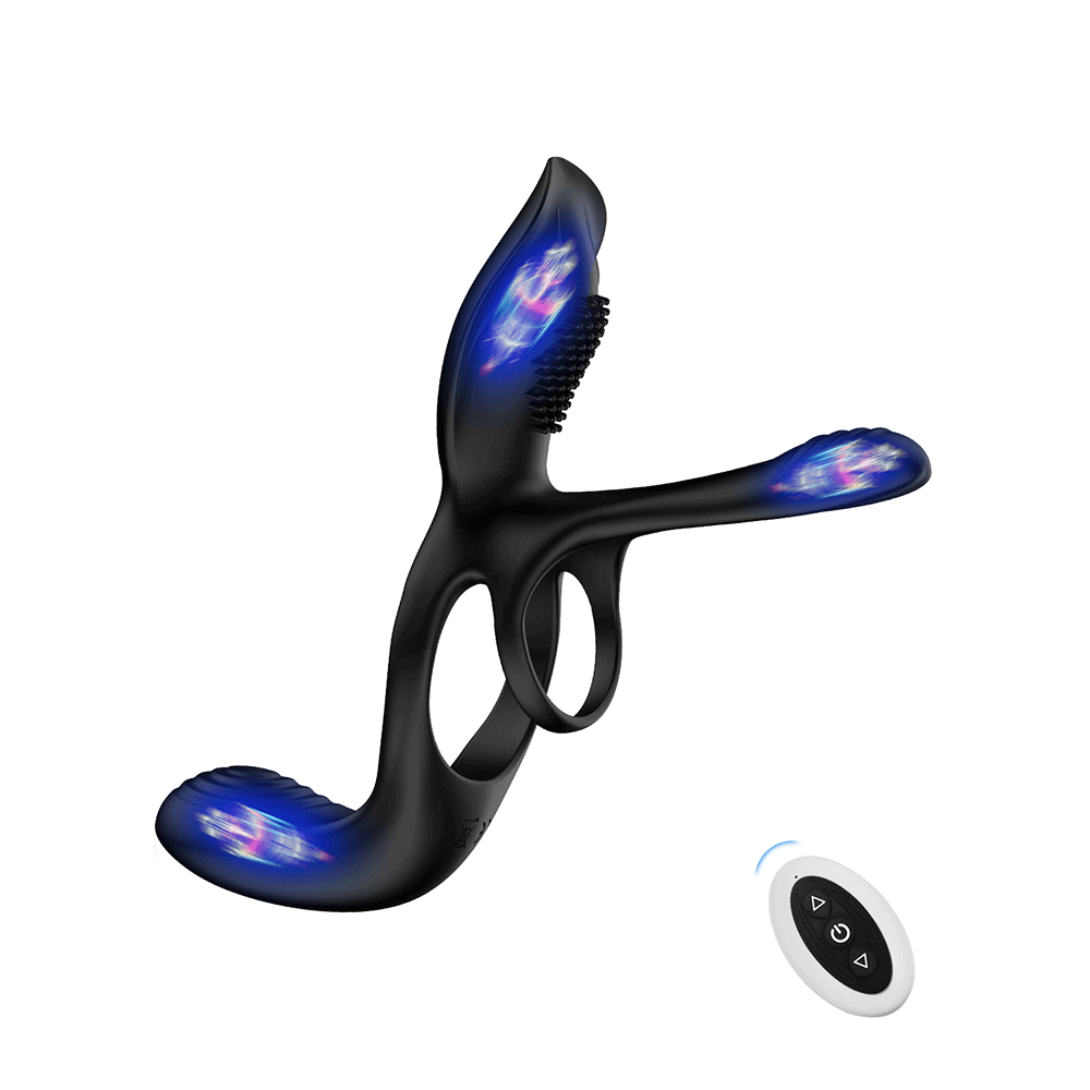 Tri Motored Penis Cock Ring - Crith & Ceangailte