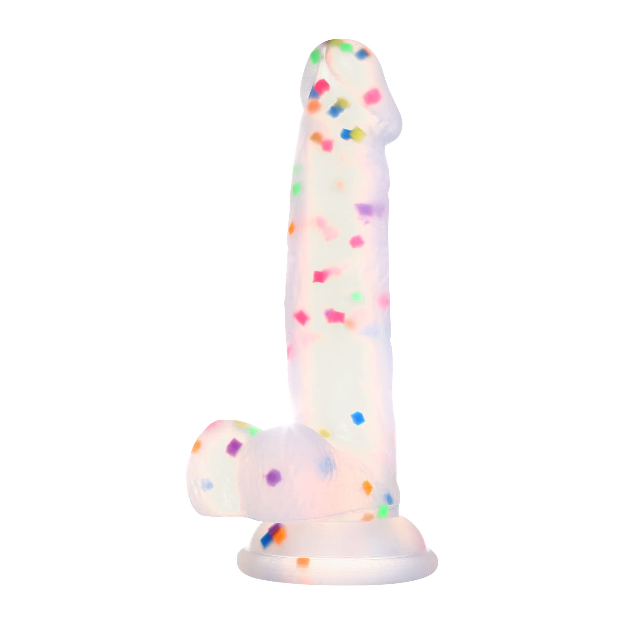 6.5 Inch Confetti Silicone Dildo le Cupán Súchán Láidir