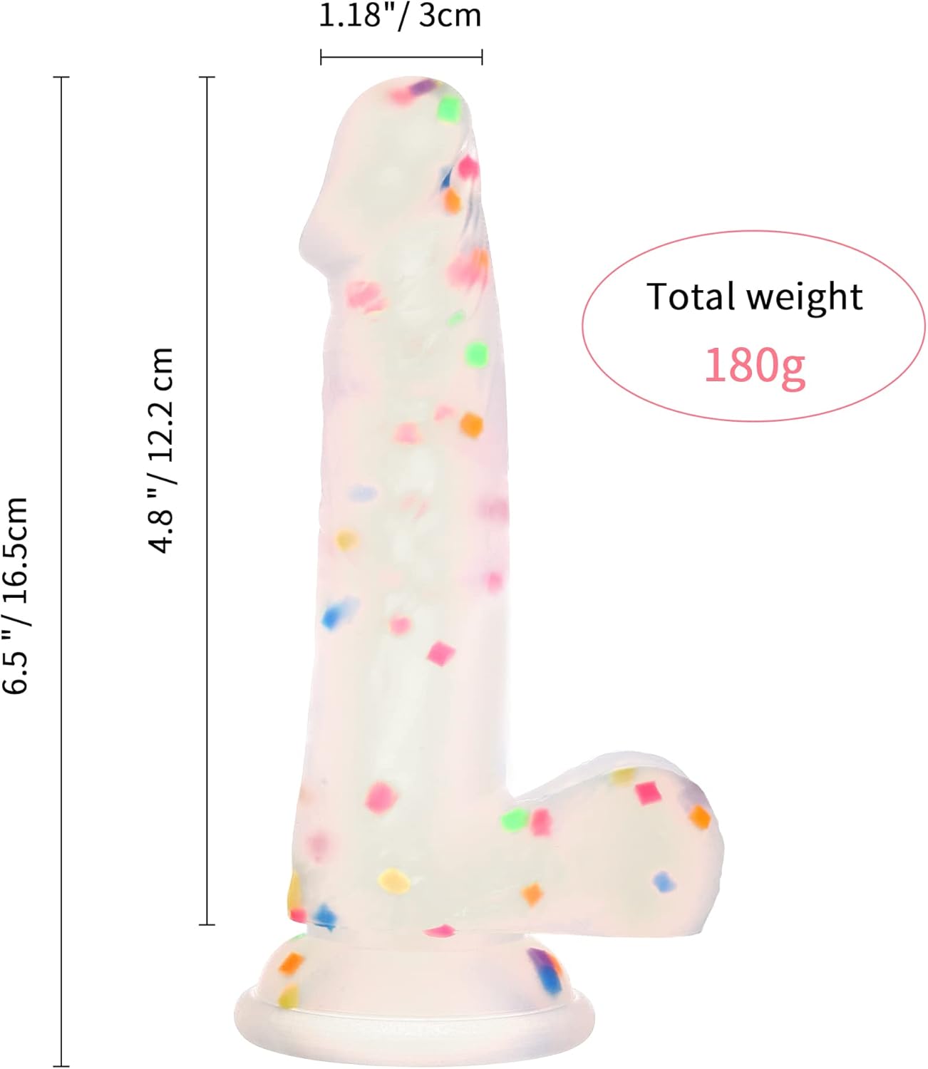 6.5 Inch Confetti Silicone Dildo le Cupán Súchán Láidir