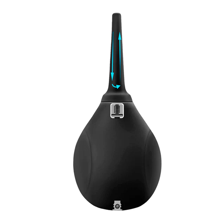 Bolgán Enema Silicone Dubh le Noisíl Bog do Ghlanadh agus Chompord Anal