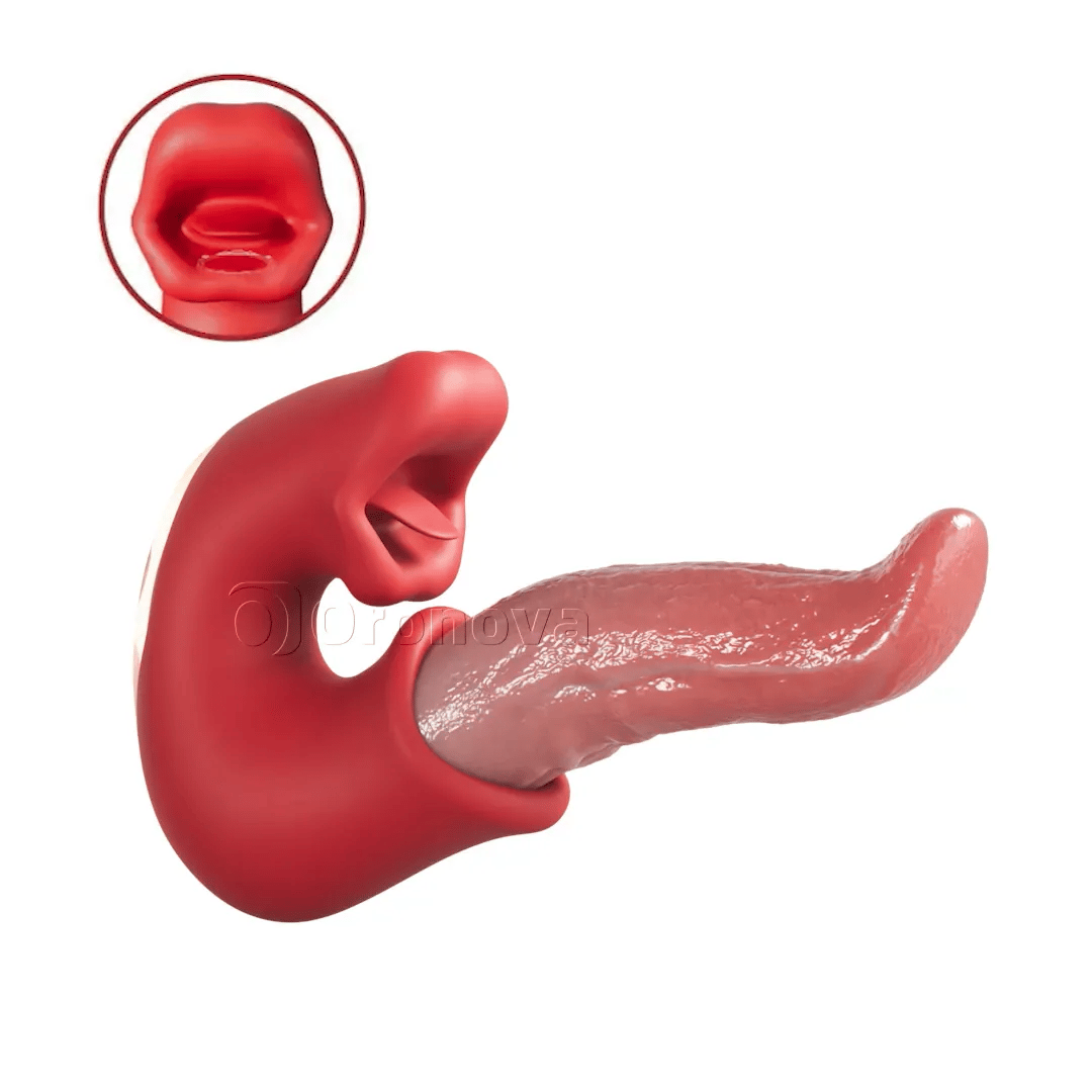 3-in-1 Dildo Vibrator – Bréagán Rós le G-Spot, Gníomh Clit & Teanga