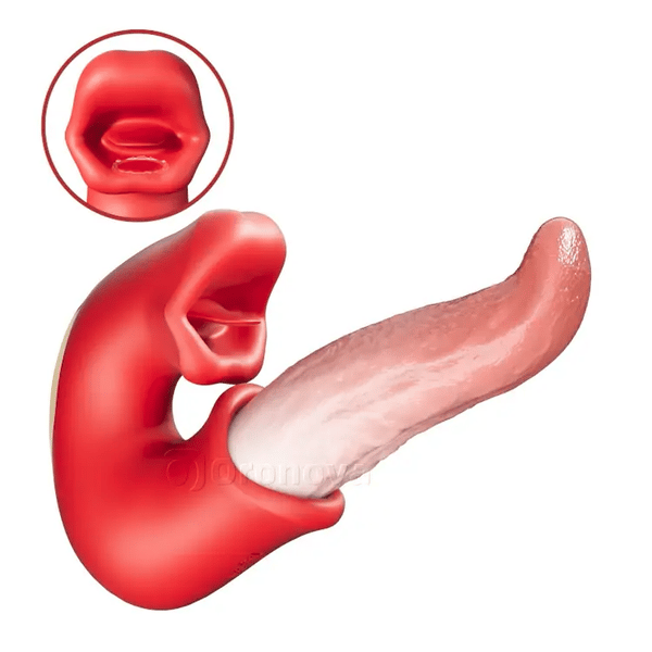 Vibrator Dildo 3-i-1 – Bréagán Rós le G-Phointe, Clit & Gníomh Teanga