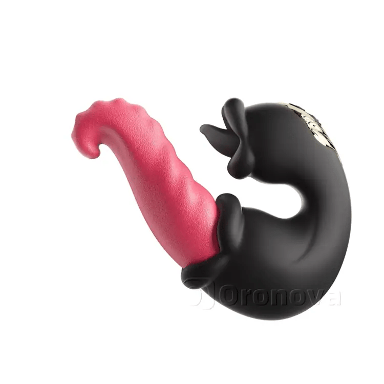 Vibrator Dhúbailte Rose le Slat Brú agus Teanga Liceála