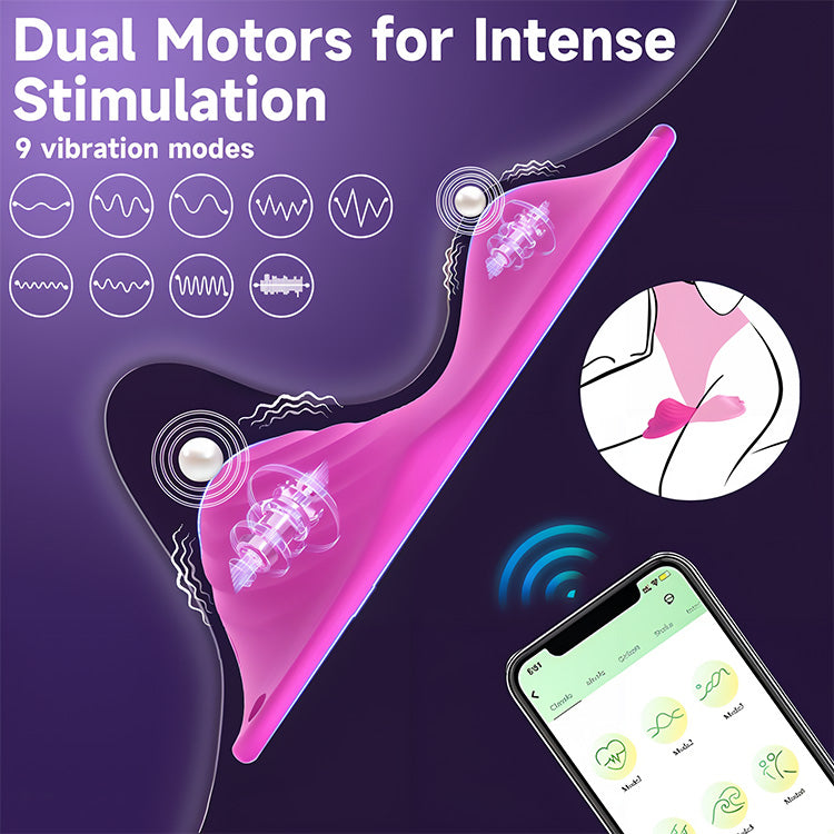 Vibrator Inaistrithe Leictreach Dúbailte le Rialú App