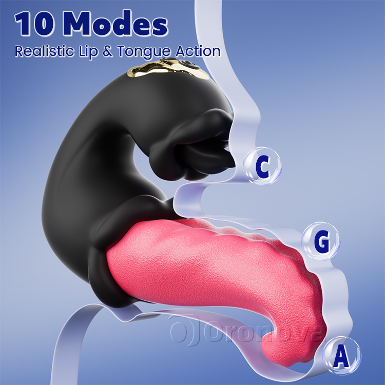 Vibrator Dhúbailte Rose le Slat Brú agus Teanga Liceála