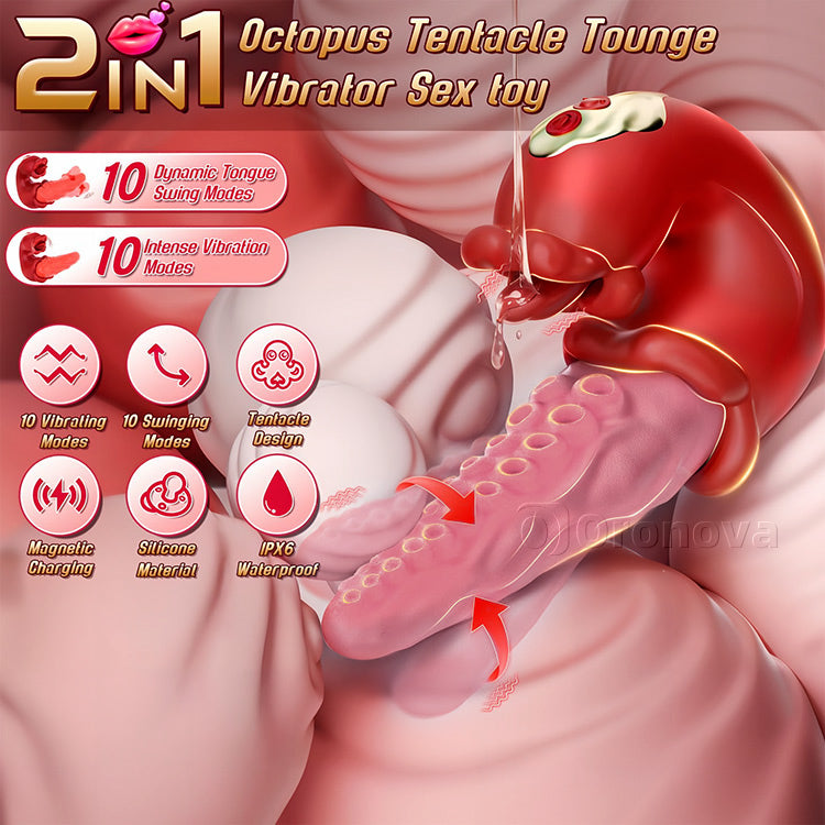 Vibrator Octopus 2-in-1 le Teas Teanga – 10 Mód Vibreála