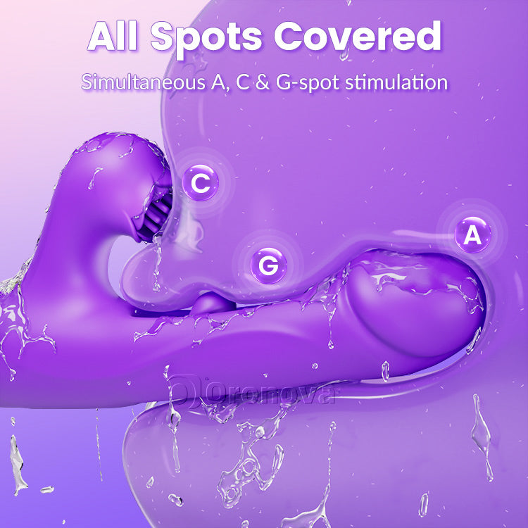 Spreagthóir brú-tarraingthe, ag teasadh an clitiris, trífach spreagadh