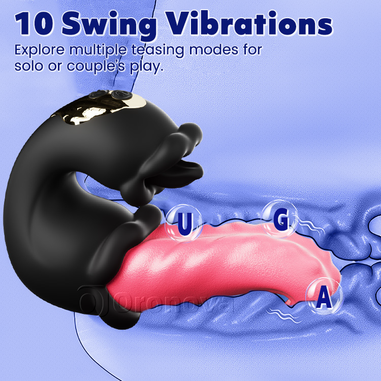 Vibrator Dhúbailte Rose le Slat Brú agus Teanga Liceála