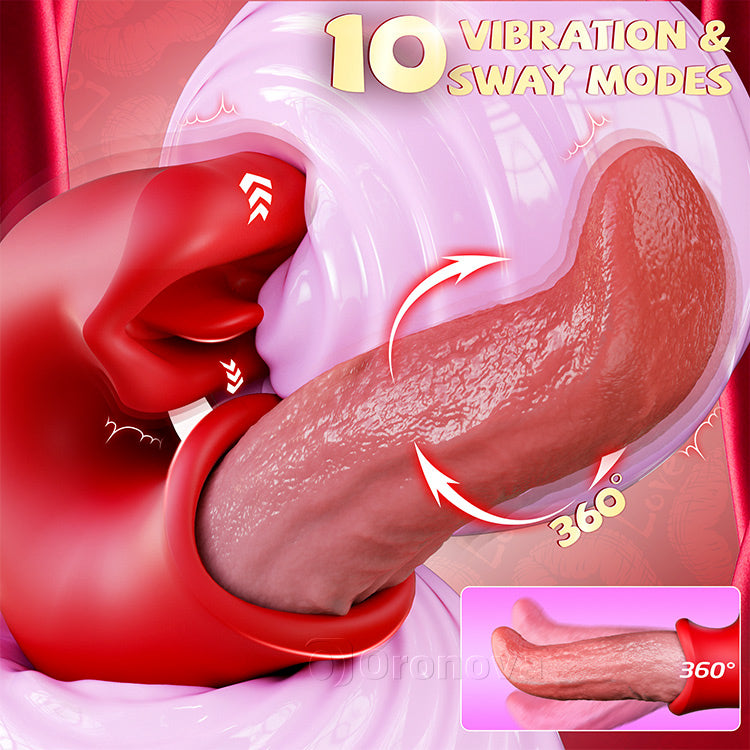 Vibrator Dildo 3-i-1 – Bréagán Rós le G-Phointe, Clit & Gníomh Teanga