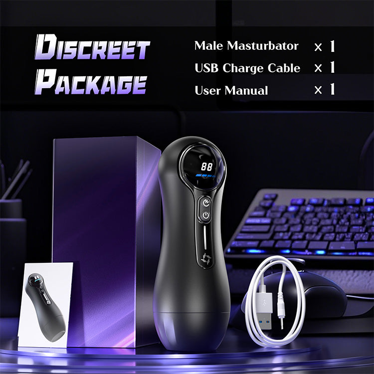 Masturbator Fireann Uathoibríoch – 4 Mód Tarraingthe, 9 Luascáin, Taispeántas LED