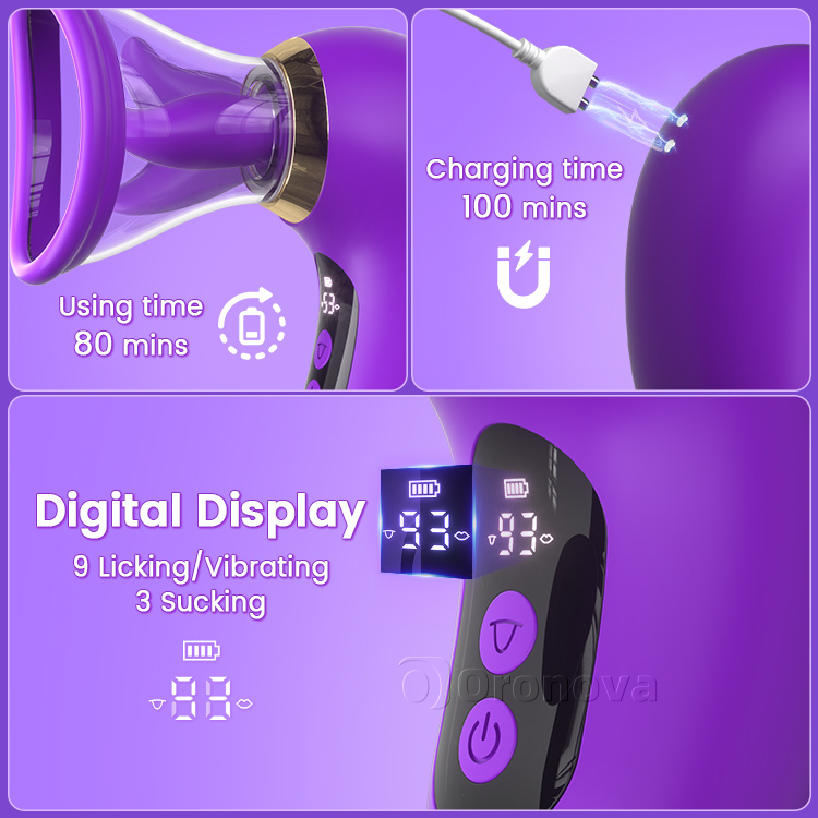 5-in-1 Sucking Vibrator le taispeáint LCD